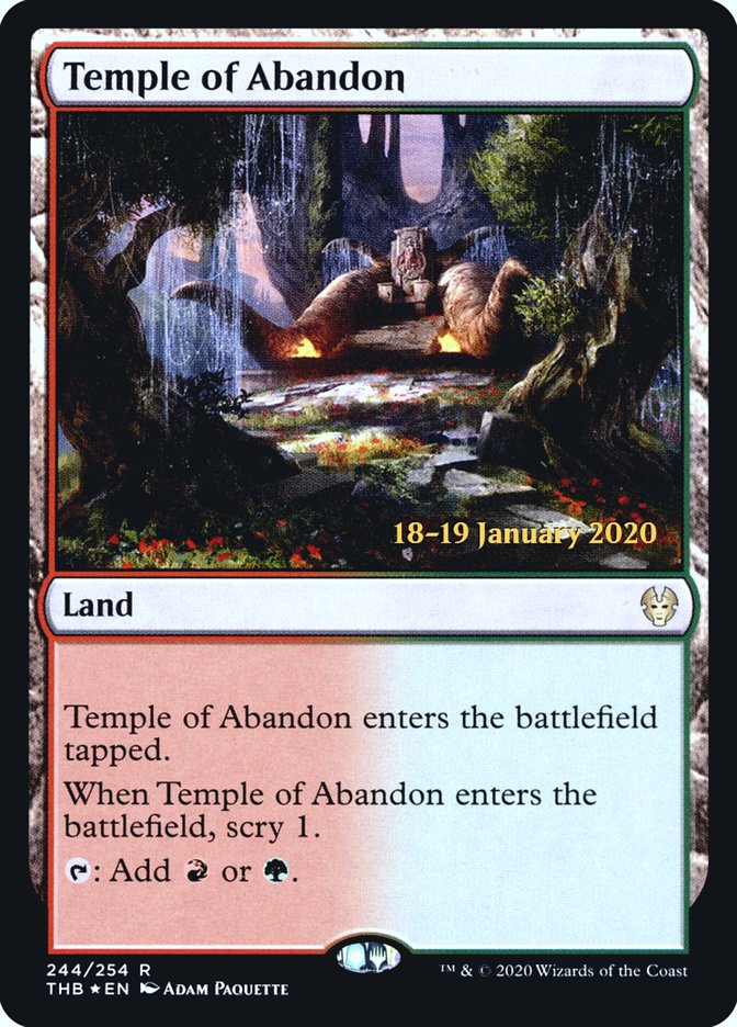 Temple of Abandon [Theros Beyond Death Prerelease Promos] MTG Single Magic: The Gathering    | Red Claw Gaming