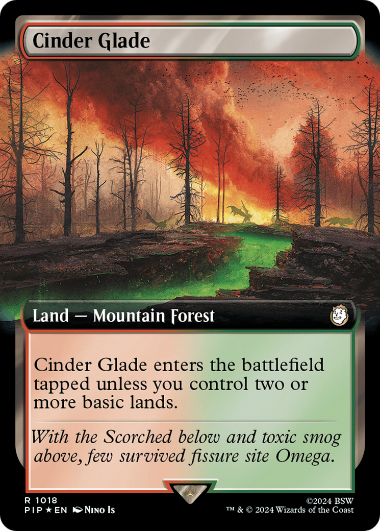 Cinder Glade (Extended Art) (Surge Foil) [Fallout] MTG Single Magic: The Gathering    | Red Claw Gaming