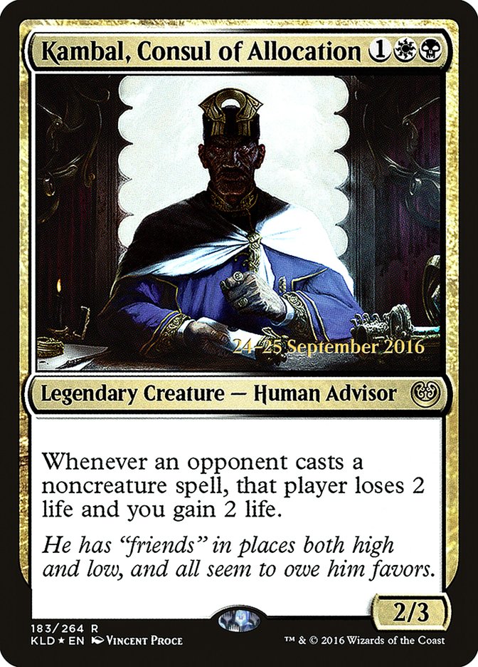 Kambal, Consul of Allocation [Kaladesh Prerelease Promos] MTG Single Magic: The Gathering    | Red Claw Gaming