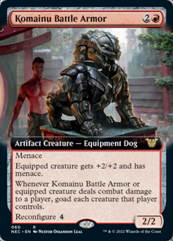 Komainu Battle Armor (Extended Art) [Kamigawa: Neon Dynasty Commander] MTG Single Magic: The Gathering    | Red Claw Gaming