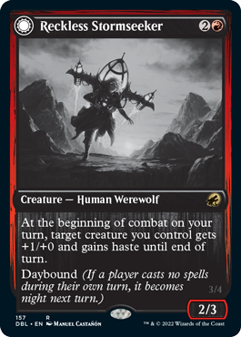 Reckless Stormseeker // Storm-Charged Slasher [Innistrad: Double Feature] MTG Single Magic: The Gathering    | Red Claw Gaming
