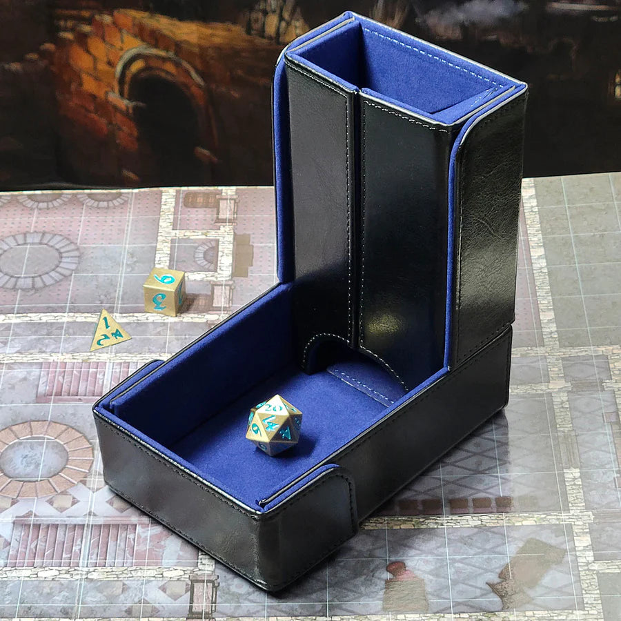 The Keep: Compact Magnetic Dice Tower and Dice Tray D&D Accessory Forged Gaming Black   | Red Claw Gaming