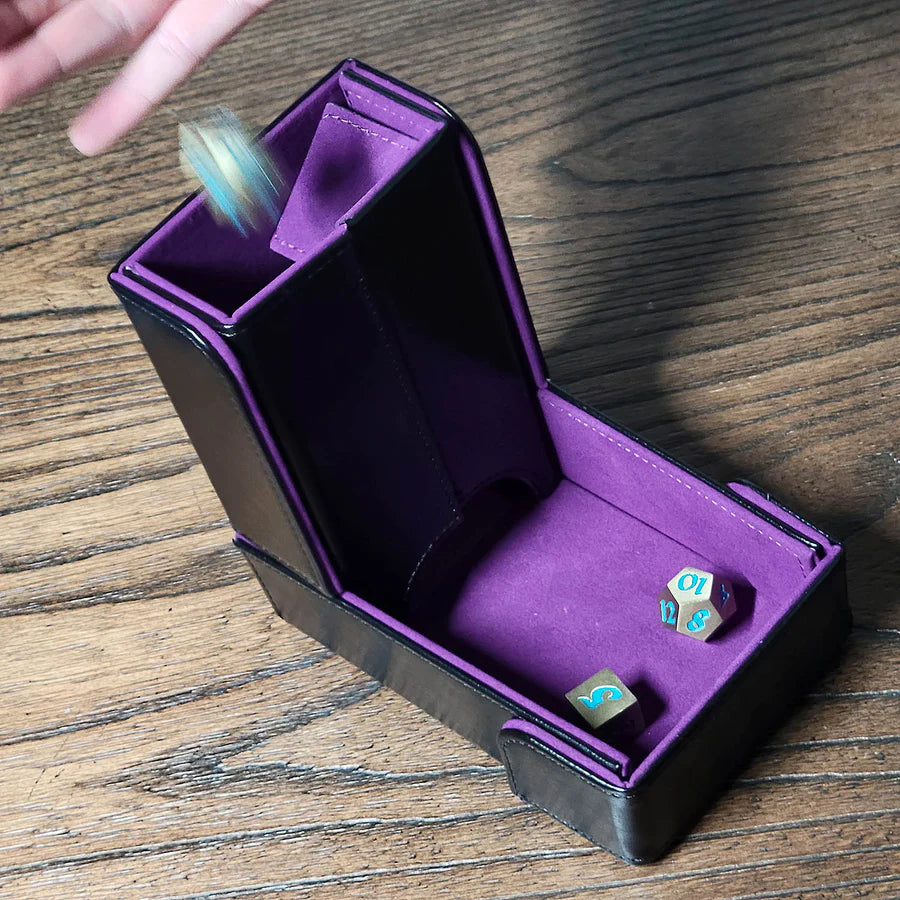 The Keep: Compact Magnetic Dice Tower and Dice Tray D&D Accessory Forged Gaming Black   | Red Claw Gaming