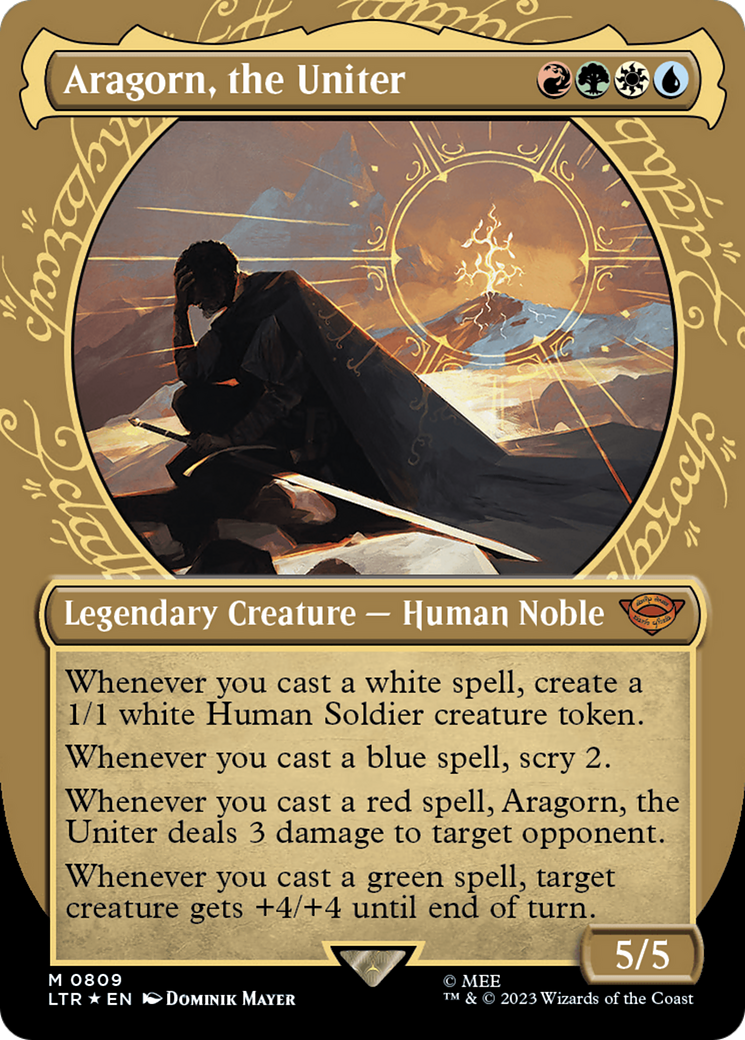 Aragorn, the Uniter (Showcase) (Surge Foil) [The Lord of the Rings: Tales of Middle-Earth] MTG Single Magic: The Gathering    | Red Claw Gaming