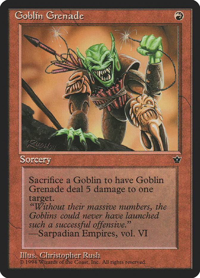Goblin Grenade (Christopher Rush) [Fallen Empires] MTG Single Magic: The Gathering    | Red Claw Gaming