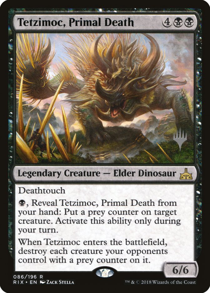 Tetzimoc, Primal Death (Promo Pack) [Rivals of Ixalan Promos] MTG Single Magic: The Gathering    | Red Claw Gaming