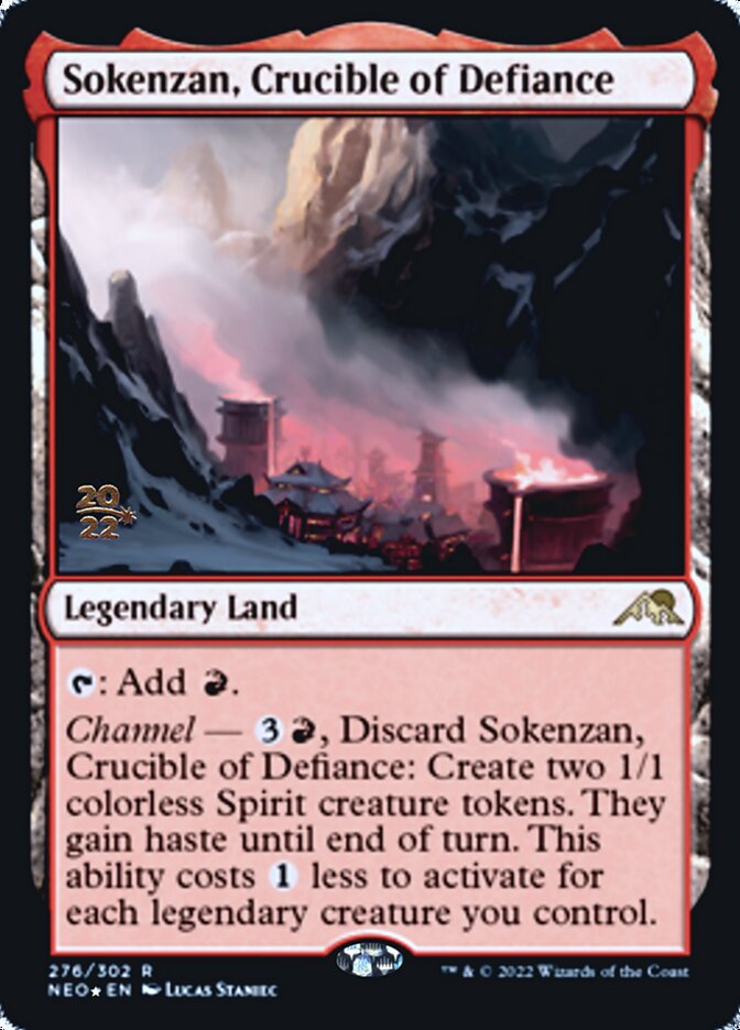 Sokenzan, Crucible of Defiance [Kamigawa: Neon Dynasty Prerelease Promos] MTG Single Magic: The Gathering    | Red Claw Gaming