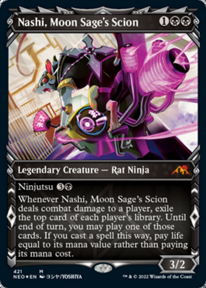 Nashi, Moon Sage's Scion (Showcase) (Foil Etched) [Kamigawa: Neon Dynasty] MTG Single Magic: The Gathering    | Red Claw Gaming