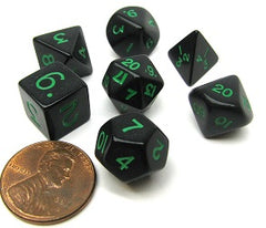 Mini 7-Die Set Dice Kaplow Black\Green   | Red Claw Gaming