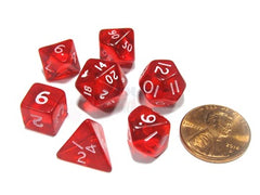 Mini 7-Die Set Dice Kaplow Red\White   | Red Claw Gaming