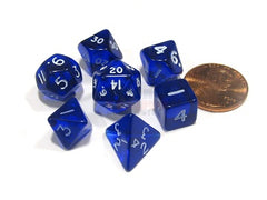 Mini 7-Die Set Dice Kaplow Blue\White   | Red Claw Gaming
