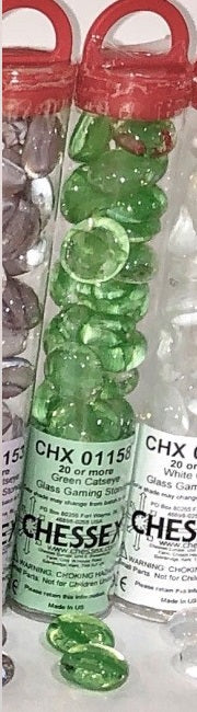 Green Catseye Glass Gaming Stones Dice Chessex    | Red Claw Gaming