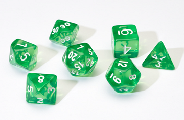 Translucent Green D7 Die Set Dice Universal DIstribution    | Red Claw Gaming