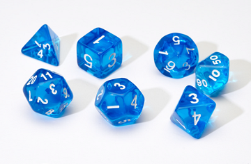 Translucent Blue D7 Die Set Dice Universal DIstribution    | Red Claw Gaming
