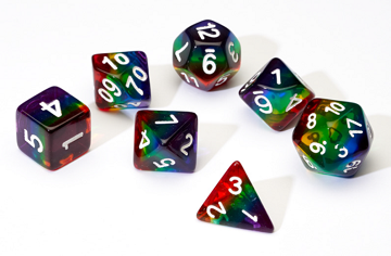 Rainbow D7 Die Set Dice Universal DIstribution    | Red Claw Gaming