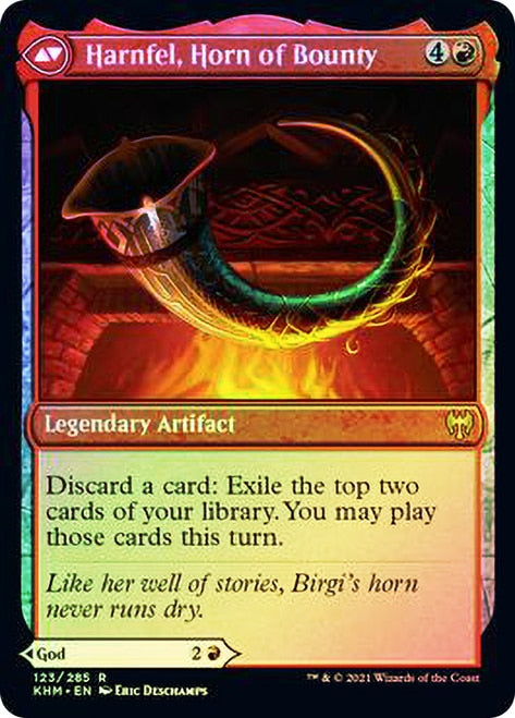 Birgi, God of Storytelling // Harnfel, Horn of Bounty [Kaldheim Prerelease Promos] MTG Single Magic: The Gathering    | Red Claw Gaming