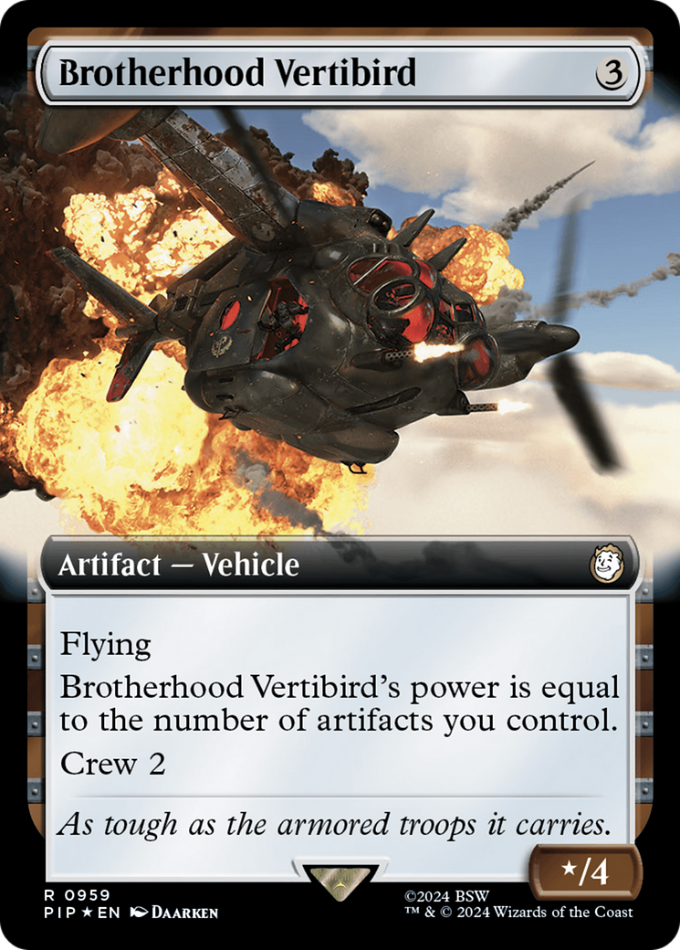 Brotherhood Vertibird (Extended Art) (Surge Foil) [Fallout] MTG Single Magic: The Gathering    | Red Claw Gaming