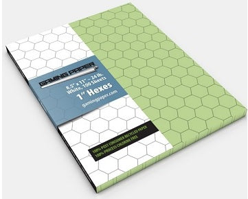Gaming Paper Sample Pack 1" Hexes Grid Paper Gaming Paper    | Red Claw Gaming