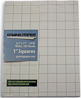 Gaming Paper Sample Pack 1" Squares Grid Paper Gaming Paper    | Red Claw Gaming