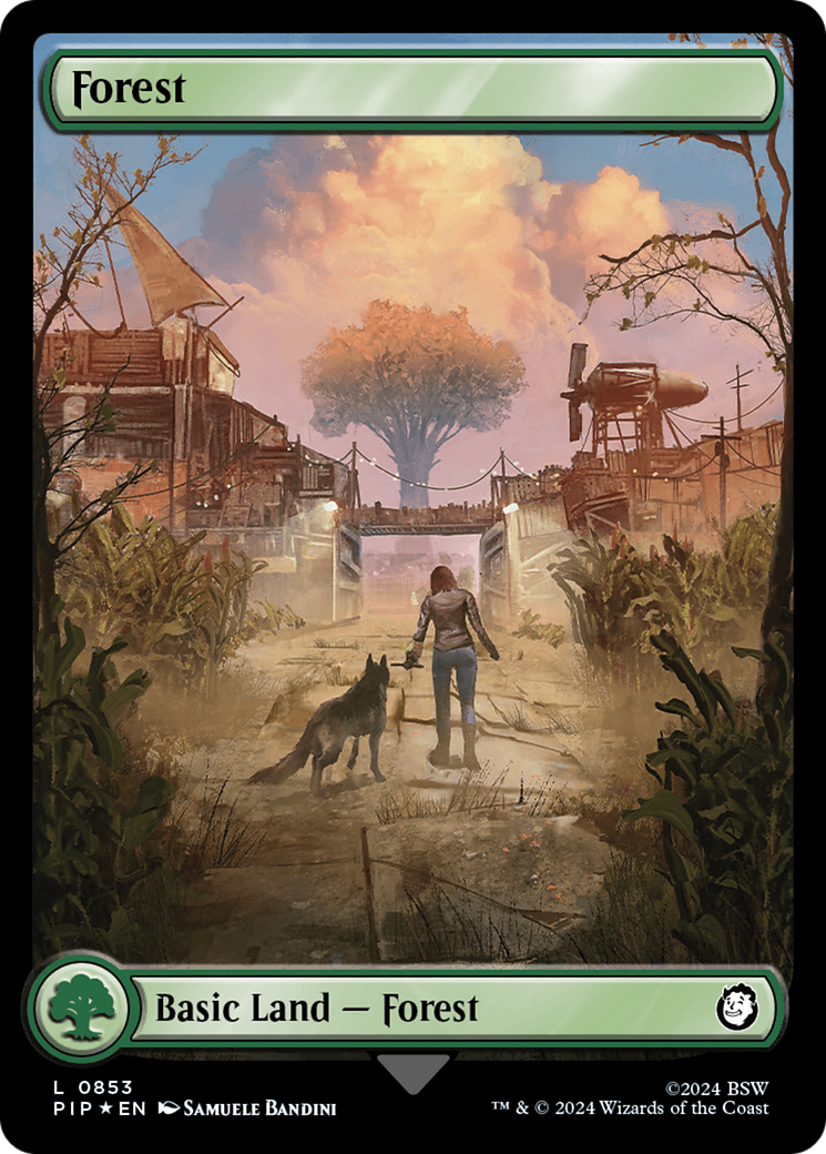 Forest (0853) (Surge Foil) [Fallout] MTG Single Magic: The Gathering    | Red Claw Gaming