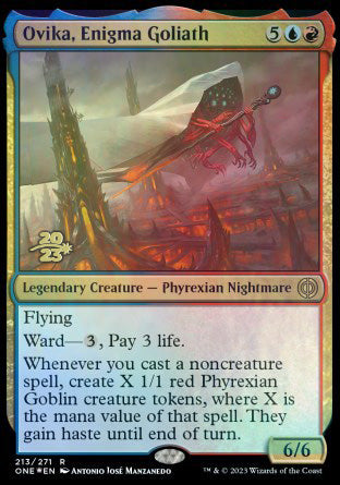Ovika, Enigma Goliath [Phyrexia: All Will Be One Prerelease Promos] MTG Single Magic: The Gathering    | Red Claw Gaming
