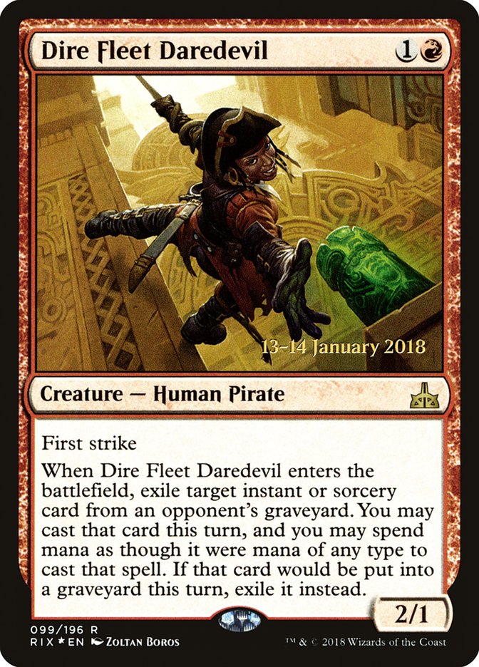 Dire Fleet Daredevil [Rivals of Ixalan Prerelease Promos] MTG Single Magic: The Gathering    | Red Claw Gaming