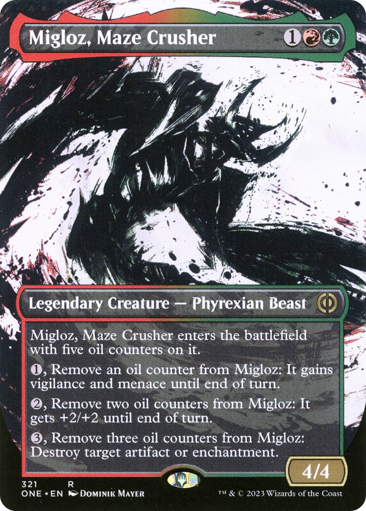 Migloz, Maze Crusher (Borderless Ichor) [Phyrexia: All Will Be One] MTG Single Magic: The Gathering    | Red Claw Gaming