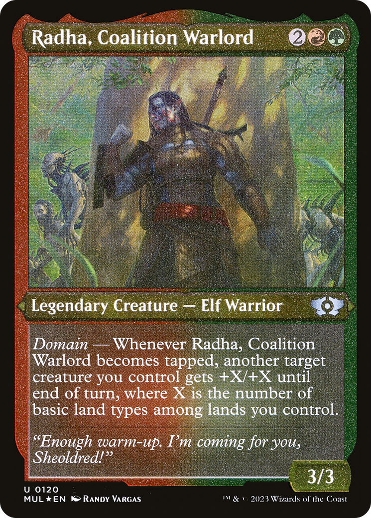 Radha, Coalition Warlord (Foil Etched) [Multiverse Legends] MTG Single Magic: The Gathering    | Red Claw Gaming