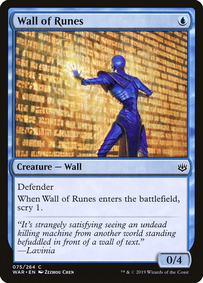 Wall of Runes [War of the Spark] MTG Single Magic: The Gathering    | Red Claw Gaming