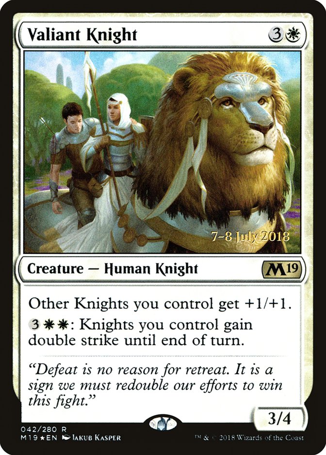 Valiant Knight [Core Set 2019 Prerelease Promos] MTG Single Magic: The Gathering    | Red Claw Gaming