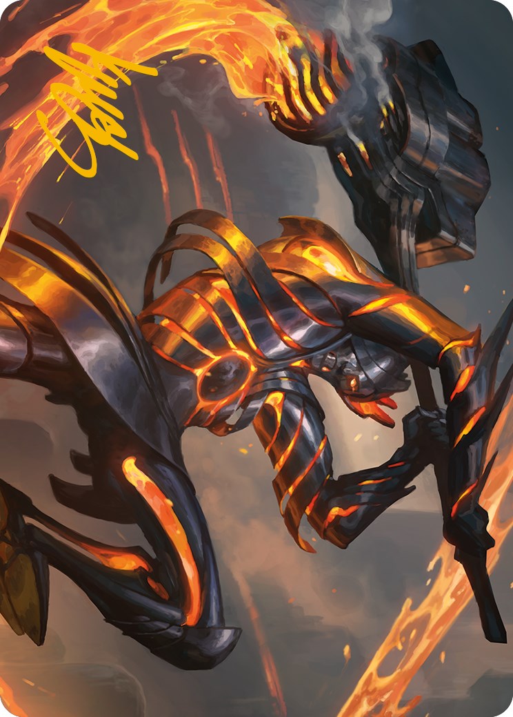 Forgehammer Centurion Art Card (Gold-Stamped Signature) [Phyrexia: All Will Be One Art Series] MTG Single Magic: The Gathering    | Red Claw Gaming