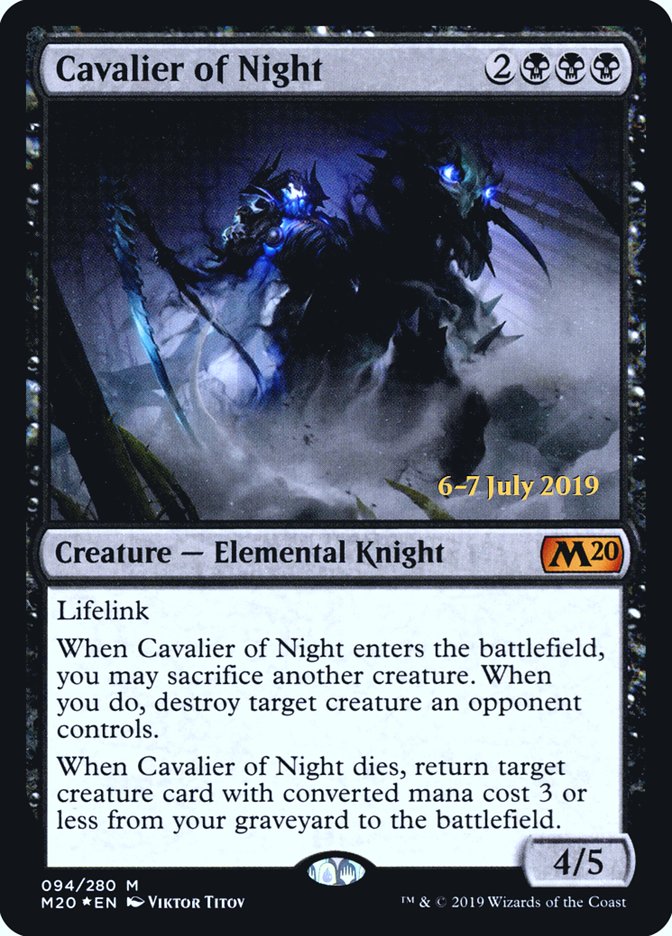 Cavalier of Night [Core Set 2020 Prerelease Promos] MTG Single Magic: The Gathering    | Red Claw Gaming