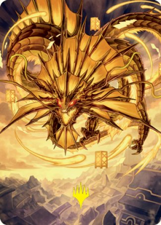 Ao, the Dawn Sky 2 Art Card (Gold-Stamped Signature) [Kamigawa: Neon Dynasty Art Series] MTG Single Magic: The Gathering    | Red Claw Gaming