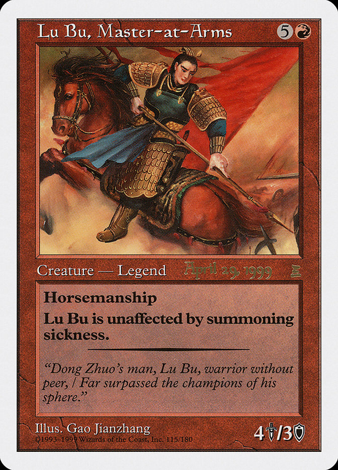 Lu Bu, Master-at-Arms (April 29, 1999) [Portal Three Kingdoms Promos] MTG Single Magic: The Gathering    | Red Claw Gaming
