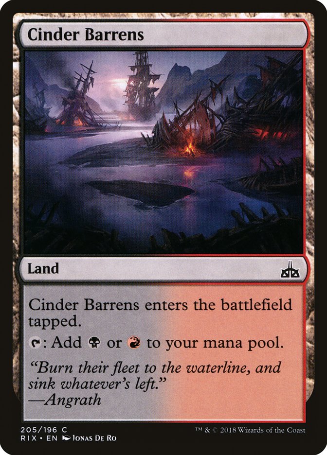 Cinder Barrens [Rivals of Ixalan] MTG Single Magic: The Gathering    | Red Claw Gaming