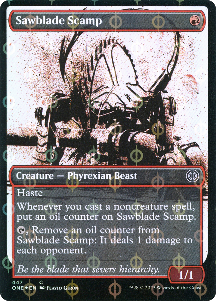 Sawblade Scamp (Showcase Ichor Step-and-Compleat Foil) [Phyrexia: All Will Be One] MTG Single Magic: The Gathering    | Red Claw Gaming