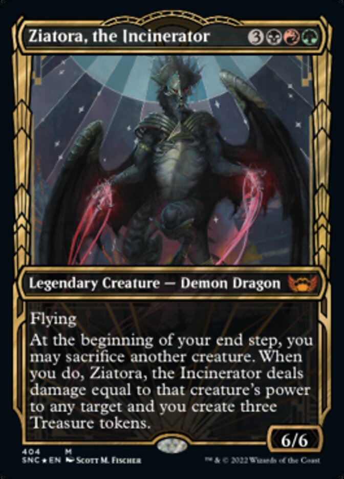 Ziatora, the Incinerator (Showcase Golden Age Gilded Foil) [Streets of New Capenna] MTG Single Magic: The Gathering    | Red Claw Gaming