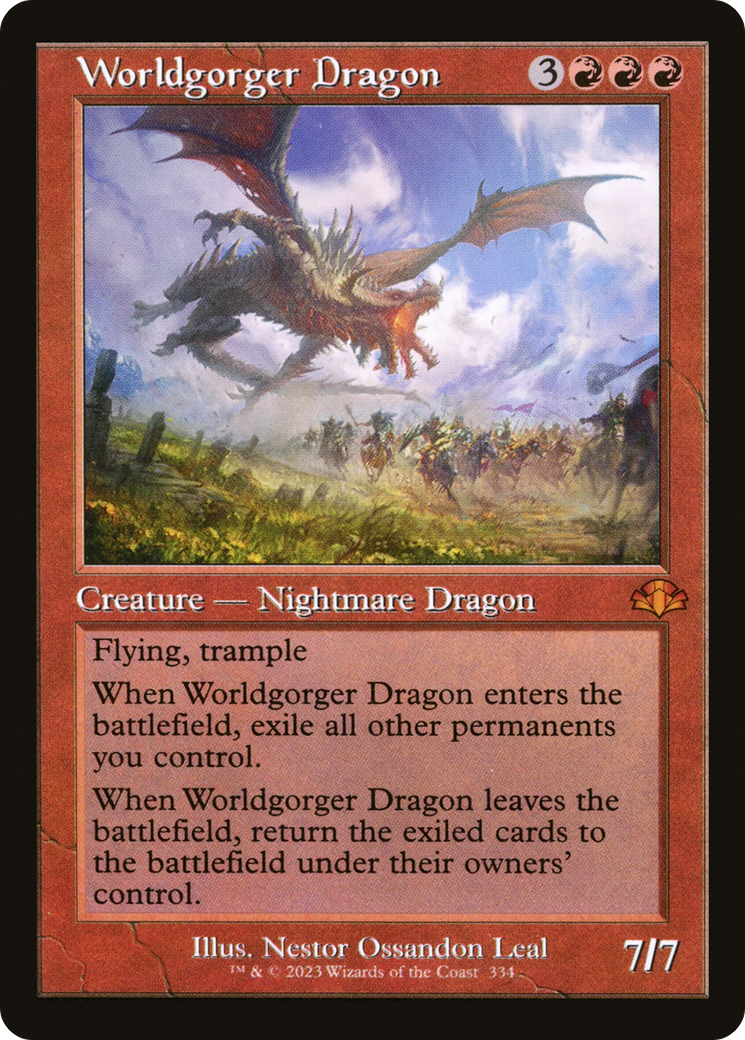 Worldgorger Dragon (Retro) [Dominaria Remastered] MTG Single Magic: The Gathering    | Red Claw Gaming