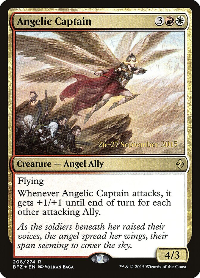 Angelic Captain [Battle for Zendikar Prerelease Promos] MTG Single Magic: The Gathering    | Red Claw Gaming