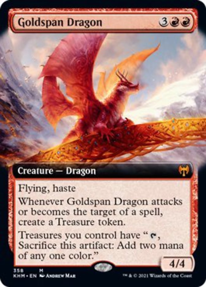 Goldspan Dragon (Extended Art) [Kaldheim] MTG Single Magic: The Gathering    | Red Claw Gaming