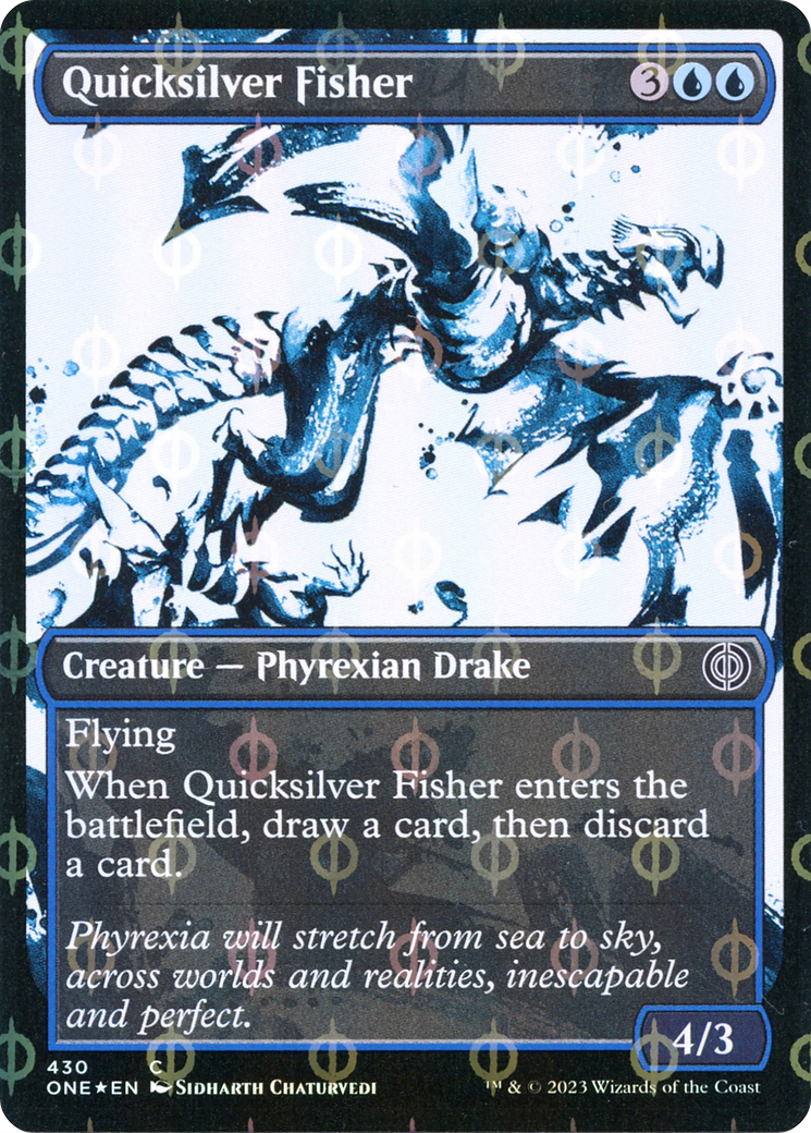 Quicksilver Fisher (Showcase Ichor Step-and-Compleat Foil) [Phyrexia: All Will Be One] MTG Single Magic: The Gathering    | Red Claw Gaming