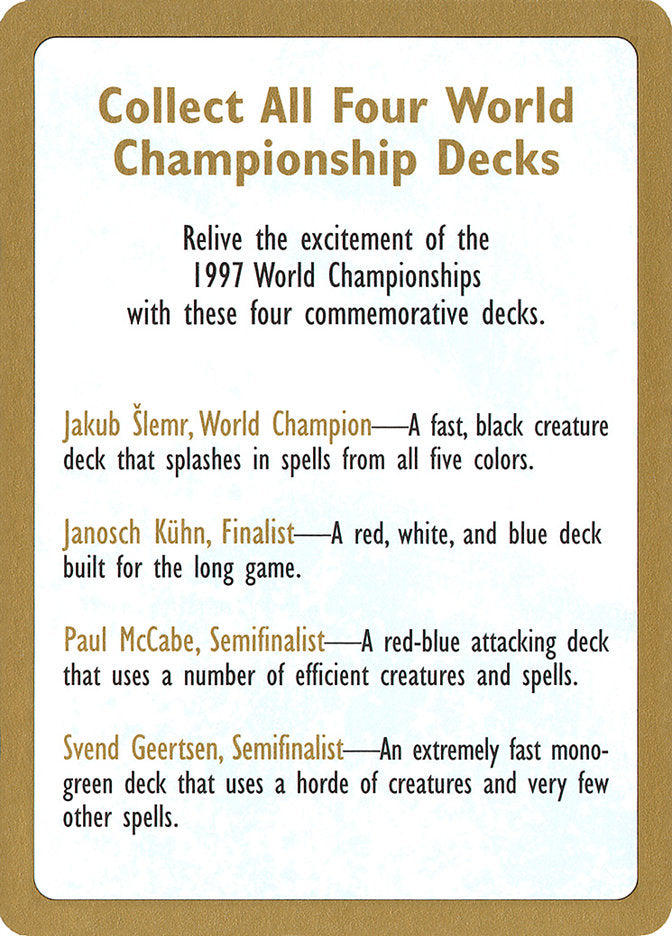 1997 World Championships Ad [World Championship Decks 1997] MTG Single Magic: The Gathering    | Red Claw Gaming