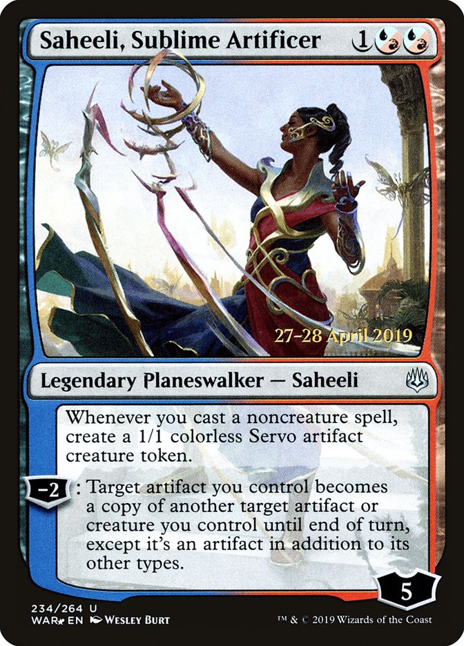 Saheeli, Sublime Artificer [War of the Spark Prerelease Promos] MTG Single Magic: The Gathering    | Red Claw Gaming