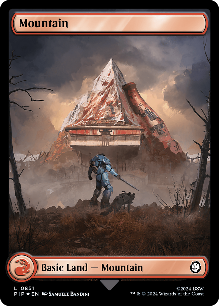 Mountain (0851) (Surge Foil) [Fallout] MTG Single Magic: The Gathering    | Red Claw Gaming