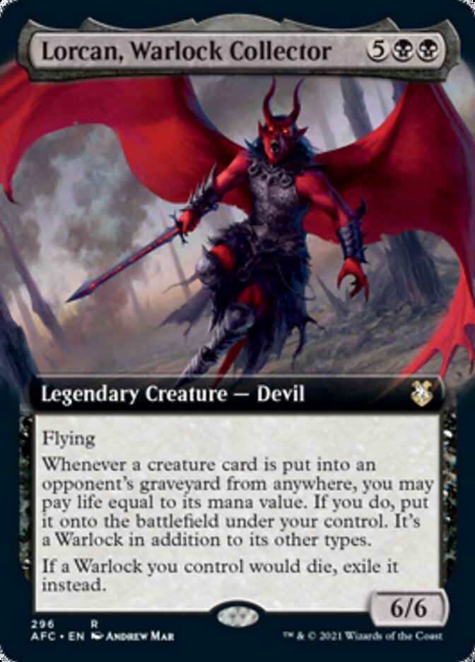 Lorcan, Warlock Collector (Extended Art) [Dungeons & Dragons: Adventures in the Forgotten Realms Commander] MTG Single Magic: The Gathering    | Red Claw Gaming