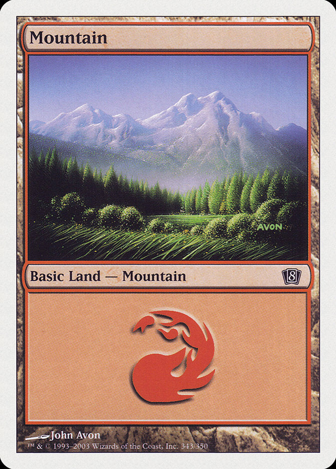 Mountain (343) [Eighth Edition] MTG Single Magic: The Gathering    | Red Claw Gaming