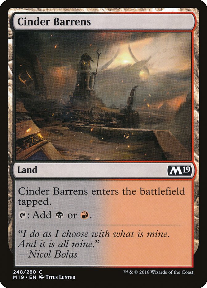 Cinder Barrens [Core Set 2019] MTG Single Magic: The Gathering    | Red Claw Gaming