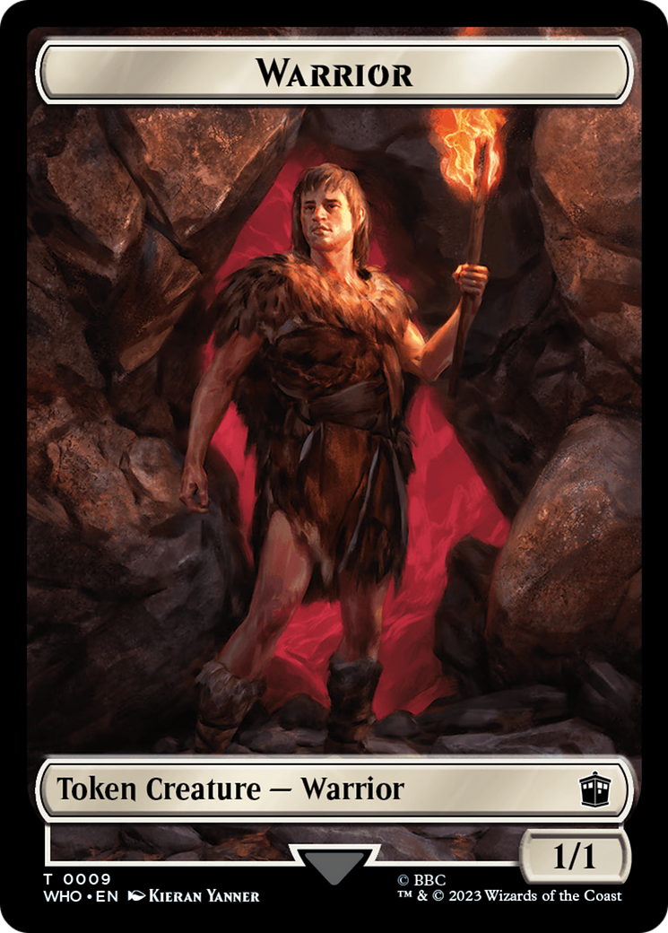 Warrior // Dinosaur Double-Sided Token [Doctor Who Tokens] MTG Single Magic: The Gathering    | Red Claw Gaming