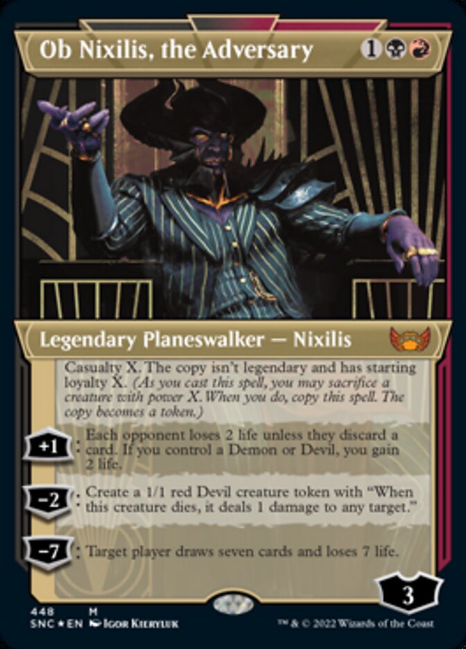 Ob Nixilis, the Adversary (Showcase Art Deco Foil Etched) [Streets of New Capenna] MTG Single Magic: The Gathering    | Red Claw Gaming
