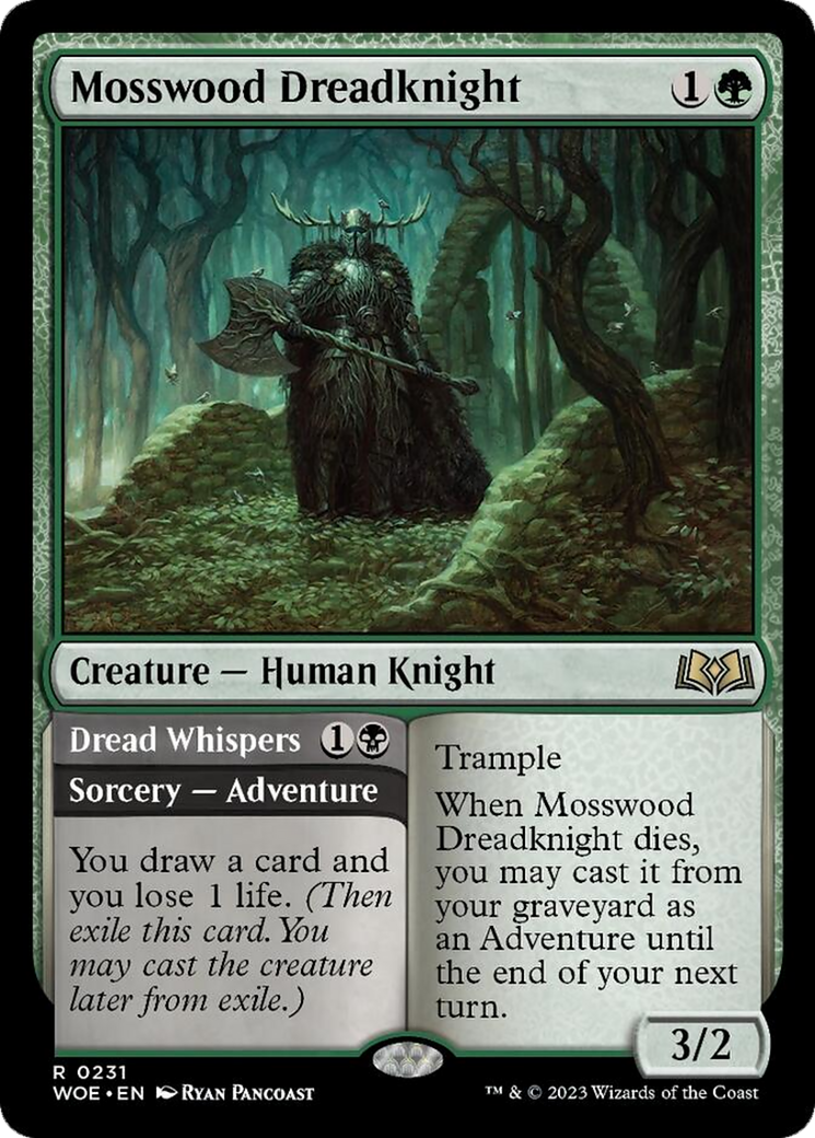 Mosswood Dreadknight // Dread Whispers [Wilds of Eldraine] MTG Single Magic: The Gathering    | Red Claw Gaming